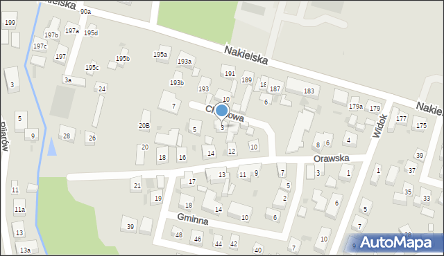 Bydgoszcz, Chlebowa, 3, mapa Bydgoszczy