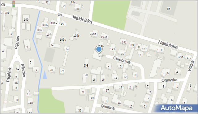 Bydgoszcz, Chlebowa, 7, mapa Bydgoszczy