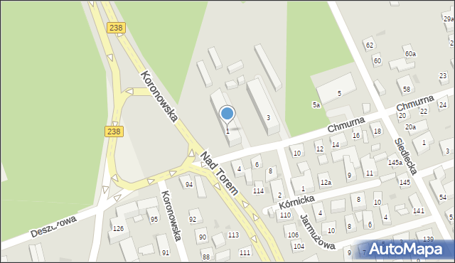 Bydgoszcz, Chmurna, 1, mapa Bydgoszczy