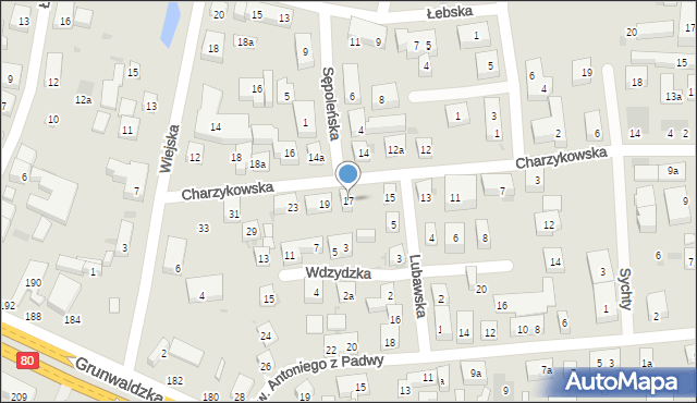 Bydgoszcz, Charzykowska, 17, mapa Bydgoszczy