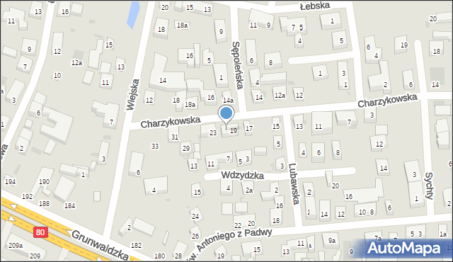 Bydgoszcz, Charzykowska, 21, mapa Bydgoszczy