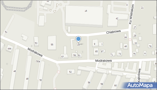 Bydgoszcz, Chabrowa, 13, mapa Bydgoszczy