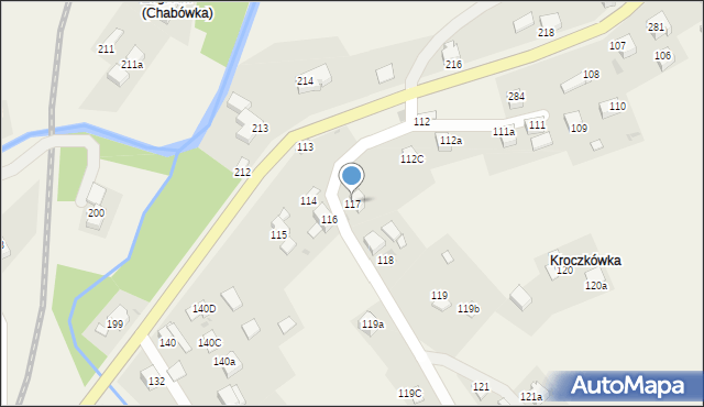 Chabówka, Chabówka, 117, mapa Chabówka