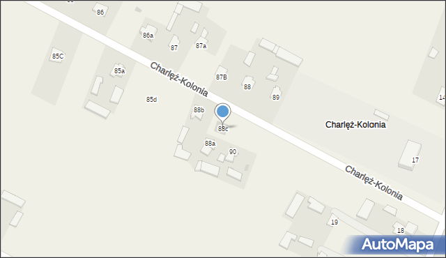 Charlęż, Charlęż-Kolonia, 88c, mapa Charlęż