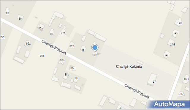 Charlęż, Charlęż-Kolonia, 89, mapa Charlęż