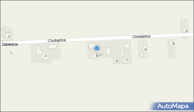 Chobędza, Chobędza, 34, mapa Chobędza