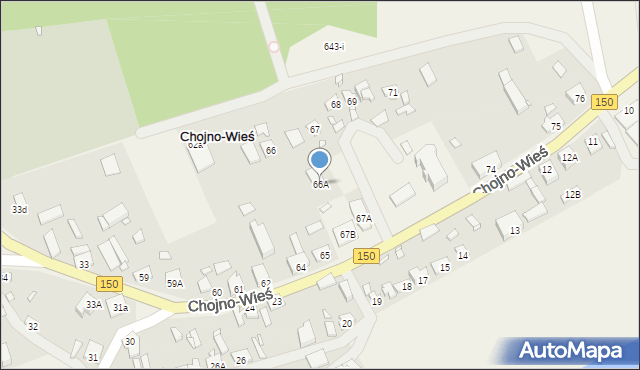 Chojno-Wieś, Chojno-Wieś, 66A, mapa Chojno-Wieś