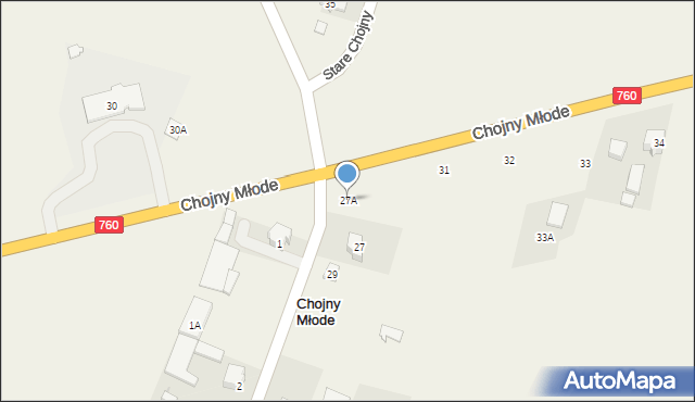 Chojny Młode, Chojny Młode, 27A, mapa Chojny Młode