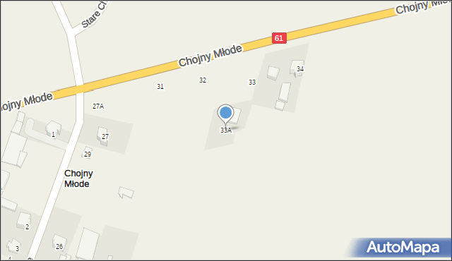 Chojny Młode, Chojny Młode, 33A, mapa Chojny Młode