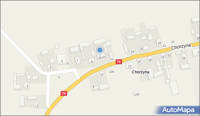 Chorzyna, Chorzyna, 11, mapa Chorzyna