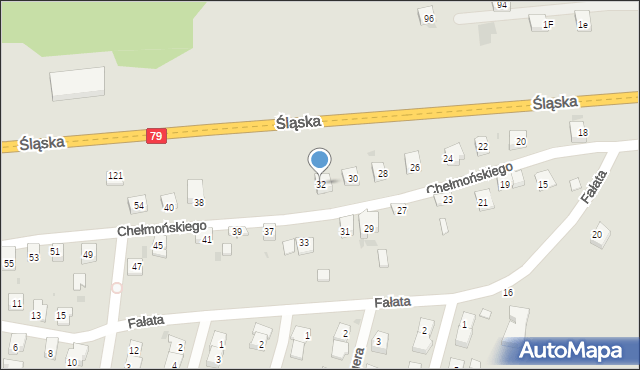 Chrzanów, Chełmońskiego, 32, mapa Chrzanów