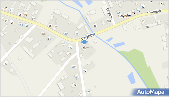 Chybów, Chybów, 70, mapa Chybów