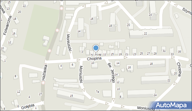 Cieszyn, Chopina Fryderyka, 7, mapa Cieszyna
