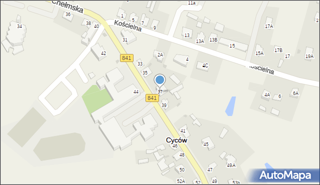 Cyców, Chełmska, 37, mapa Cyców