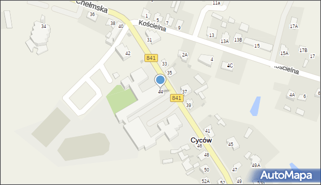 Cyców, Chełmska, 44, mapa Cyców