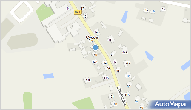 Cyców, Chełmska, 50, mapa Cyców