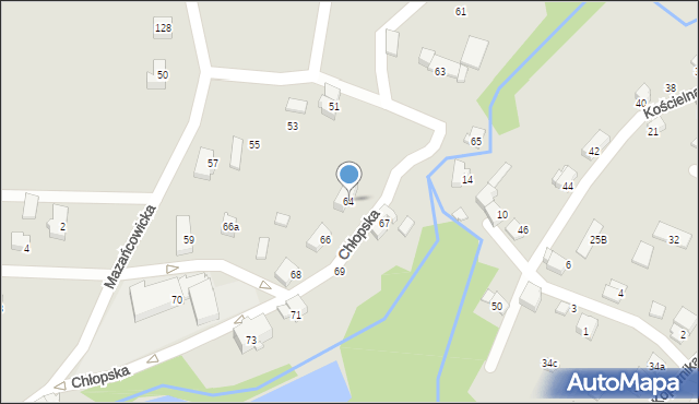 Czechowice-Dziedzice, Chłopska, 64, mapa Czechowic-Dziedzic