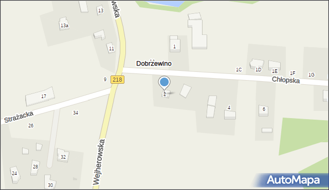 Dobrzewino, Chłopska, 2, mapa Dobrzewino