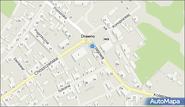 Drawno, Choszczeńska, 1a, mapa Drawno