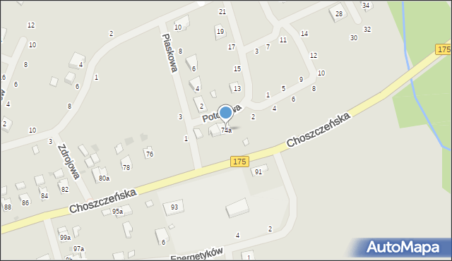 Drawno, Choszczeńska, 74a, mapa Drawno