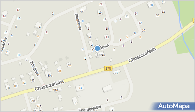 Drawno, Choszczeńska, 74b, mapa Drawno