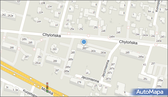 Gdynia, Chylońska, 283, mapa Gdyni