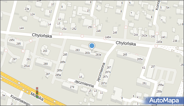 Gdynia, Chylońska, 283b, mapa Gdyni