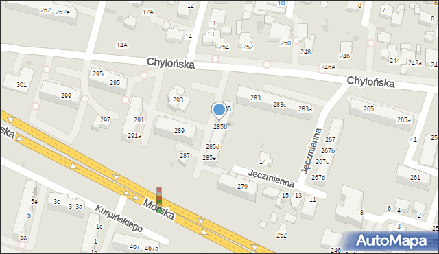 Gdynia, Chylońska, 285b, mapa Gdyni