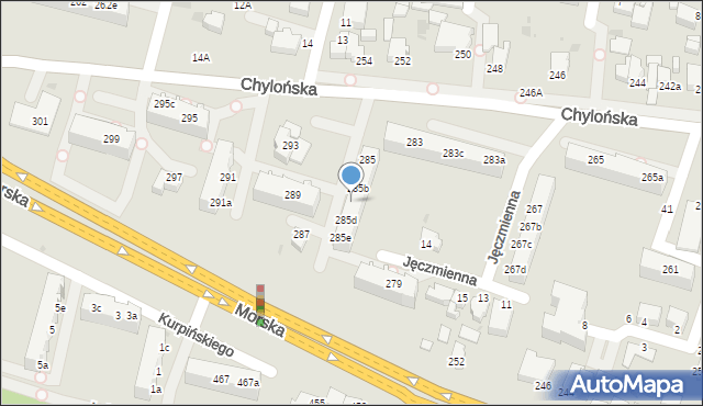Gdynia, Chylońska, 285c, mapa Gdyni