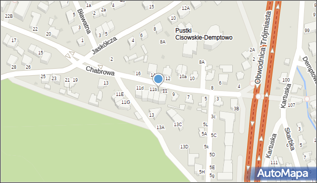 Gdynia, Chabrowa, 11a, mapa Gdyni