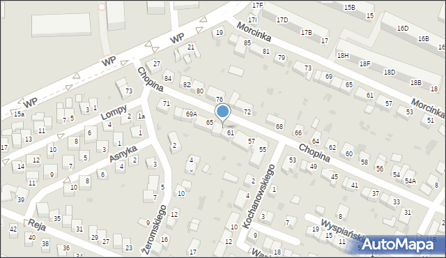 Głogów, Chopina Fryderyka, 63, mapa Głogów