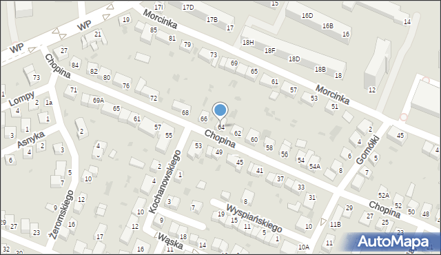 Głogów, Chopina Fryderyka, 64, mapa Głogów