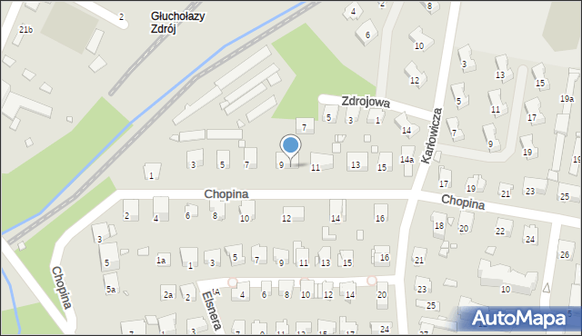 Głuchołazy, Chopina Fryderyka, 9a, mapa Głuchołazy