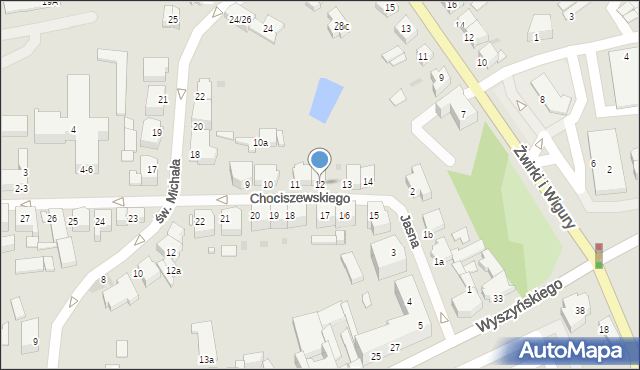 Gniezno, Chociszewskiego Józefa, 12, mapa Gniezna