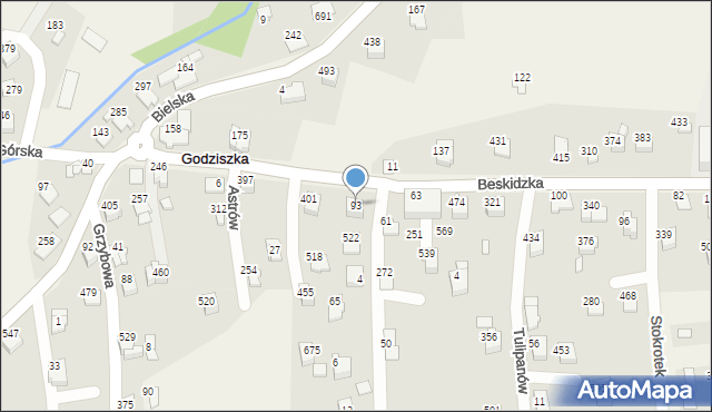 Godziszka, Chabrów, 93, mapa Godziszka