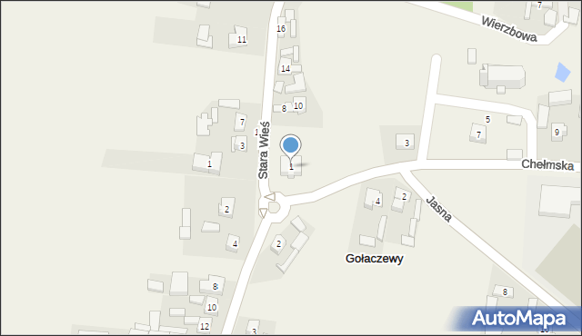 Gołaczewy, Chełmska, 1, mapa Gołaczewy