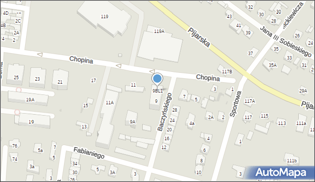 Góra Kalwaria, Chopina Fryderyka, 9BL1, mapa Góra Kalwaria