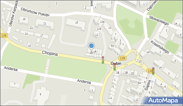 Gubin, Chopina Fryderyka, 4D, mapa Gubin