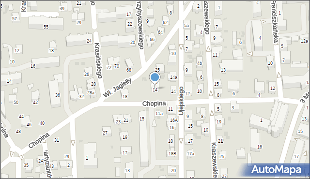 Jasło, Chopina Fryderyka, 14, mapa Jasła