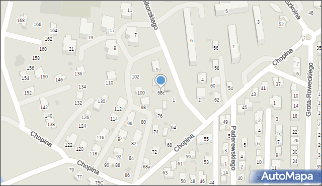 Jasło, Chopina Fryderyka, 68c, mapa Jasła
