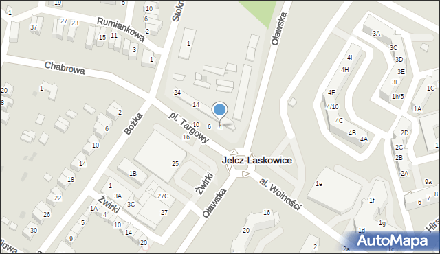 Jelcz-Laskowice, Chabrowa, 4, mapa Jelcz-Laskowice