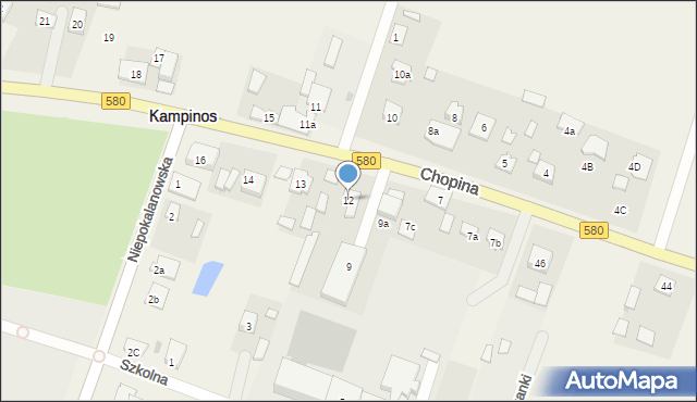 Kampinos, Chopina Fryderyka, 12, mapa Kampinos