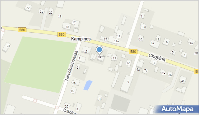 Kampinos, Chopina Fryderyka, 14, mapa Kampinos