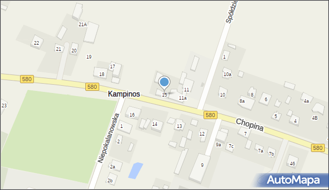 Kampinos, Chopina Fryderyka, 15, mapa Kampinos