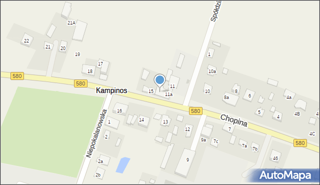 Kampinos, Chopina Fryderyka, 15A, mapa Kampinos