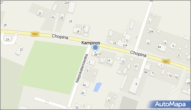 Kampinos, Chopina Fryderyka, 16, mapa Kampinos