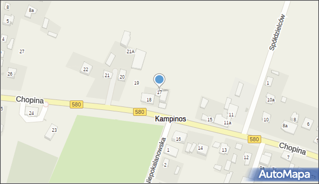 Kampinos, Chopina Fryderyka, 17, mapa Kampinos