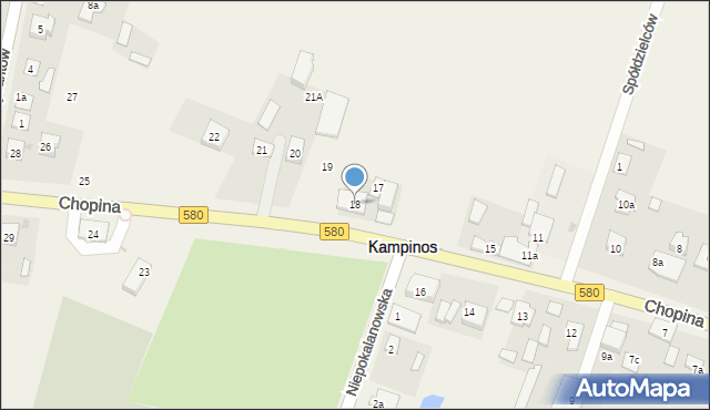 Kampinos, Chopina Fryderyka, 18, mapa Kampinos