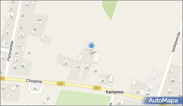 Kampinos, Chopina Fryderyka, 21A, mapa Kampinos