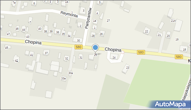 Kampinos, Chopina Fryderyka, 25, mapa Kampinos